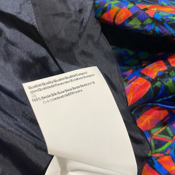 Hugo Hugo Boss Silk Multi Colored Stained Glass Geometric Tie Waist Dress - Picture 8 of 12